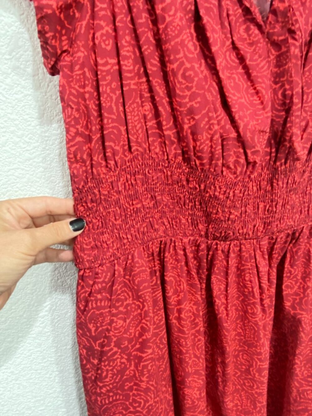 Universal Thread Smocked Flutter Sleeve Midi Dress Floral Red Medium - Picture 6 of 8
